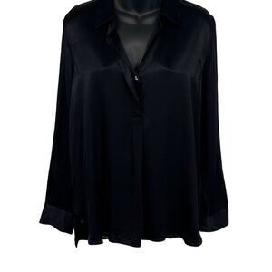 Rails Nissa Black Long Sleeve Blouse Rayon Women Size Medium M Cross Front New